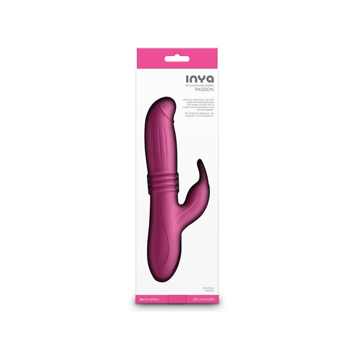 INYA Passion - Pink - Pink 22.2 cm USB Rechargeable Thrusting Rabbit Vibrator – Sex toys NZ by Naughtyhut. Discreet delivery nationwide.