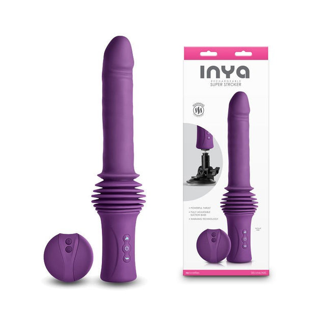 Buy INYA Super Stroker - Purple - Purple 36.8 cm USB Rechargeable Thrusting Vibrator with Remote Control & Stand – Naughtyhut NZ sex toys online. Discreet delivery & top brands.
