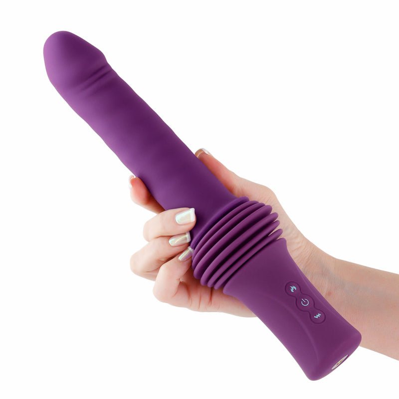 INYA Super Stroker - Purple - Purple 36.8 cm USB Rechargeable Thrusting Vibrator with Remote Control & Stand – Sex toys NZ by Naughtyhut. Discreet delivery nationwide.