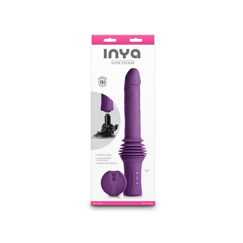INYA Super Stroker - Purple - Purple 36.8 cm USB Rechargeable Thrusting Vibrator with Remote Control & Stand – Sex toys NZ by Naughtyhut. Discreet delivery nationwide.