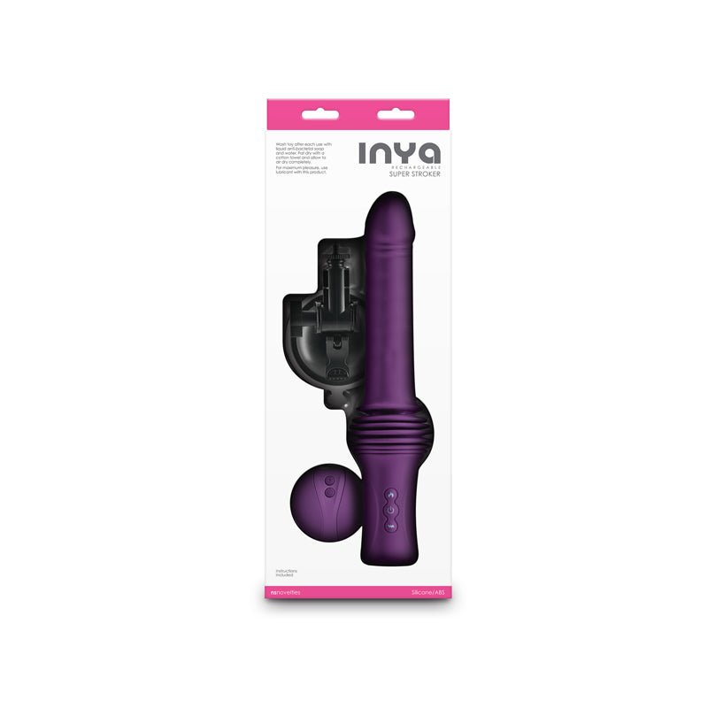 INYA Super Stroker - Purple - Purple 36.8 cm USB Rechargeable Thrusting Vibrator with Remote Control & Stand – Sex toys NZ by Naughtyhut. Discreet delivery nationwide.