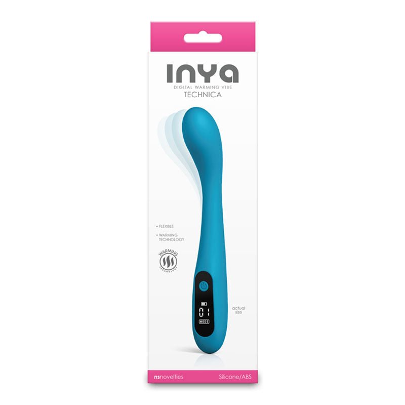 INYA Technica - Teal - Teal 19.2 cm USB Rechargeable Warming Vibrator – Sex toys NZ by Naughtyhut. Discreet delivery nationwide.