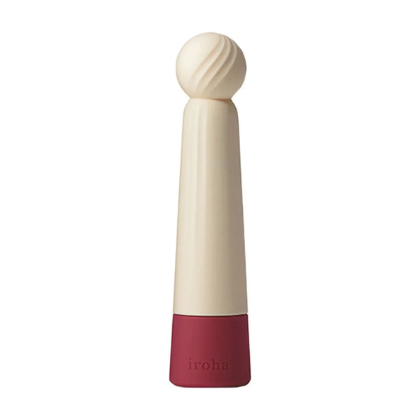 Iroha Rin in Akan, cream handle with scalloped tip and wine-red base