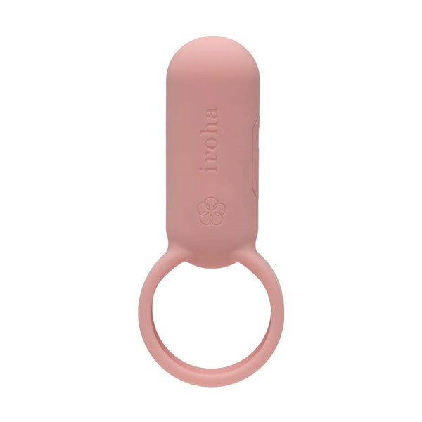 Iroha SVR vibrating ring in Coral Pink, upright showing the flat body