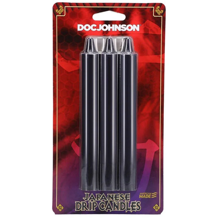 Doc Johnson Japanese Drip Candles in Black, blister card front