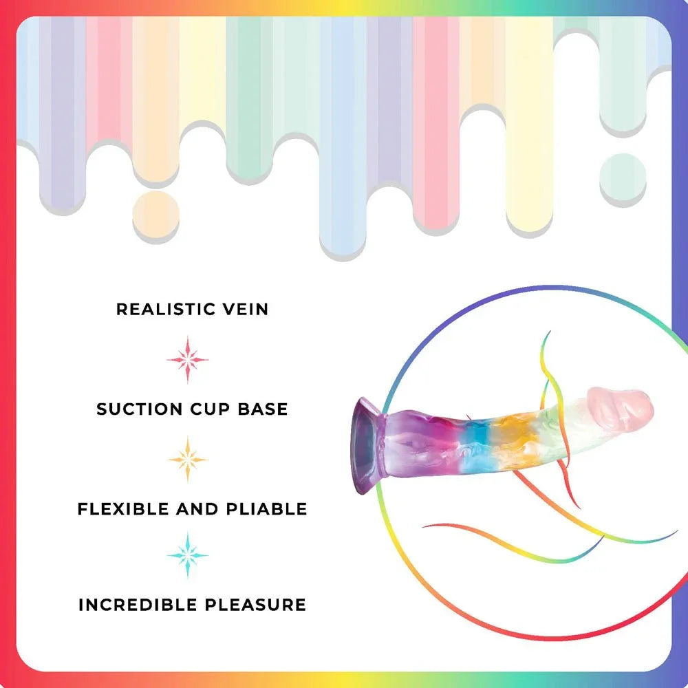 Jellido 16.5 cm dildo feature card, realistic vein and suction cup illustration