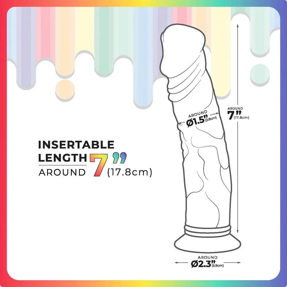 Jellido 18 cm dildo line diagram, 7 inch insertable length and 2.3 inch width