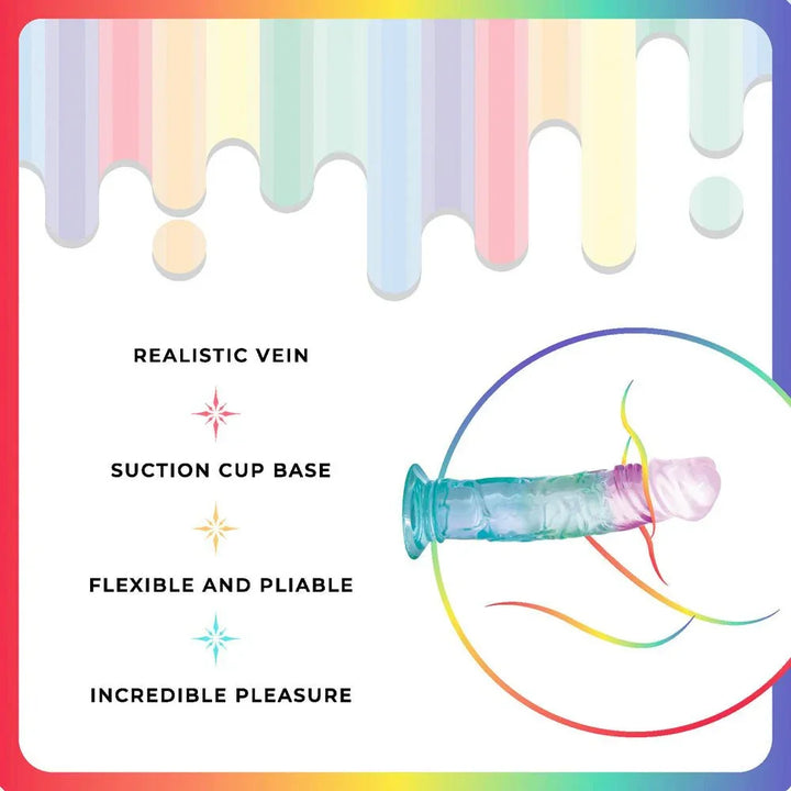 Jellido 18 cm dildo feature card, suction cup base, flexible, realistic vein