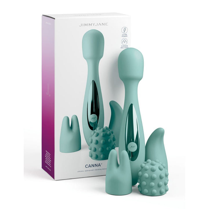 JimmyJane Canna - Teal 21.8 cm Massage Wand with 3 Interchangeable Heads – Sex toys NZ by Naughtyhut. Discreet delivery nationwide.