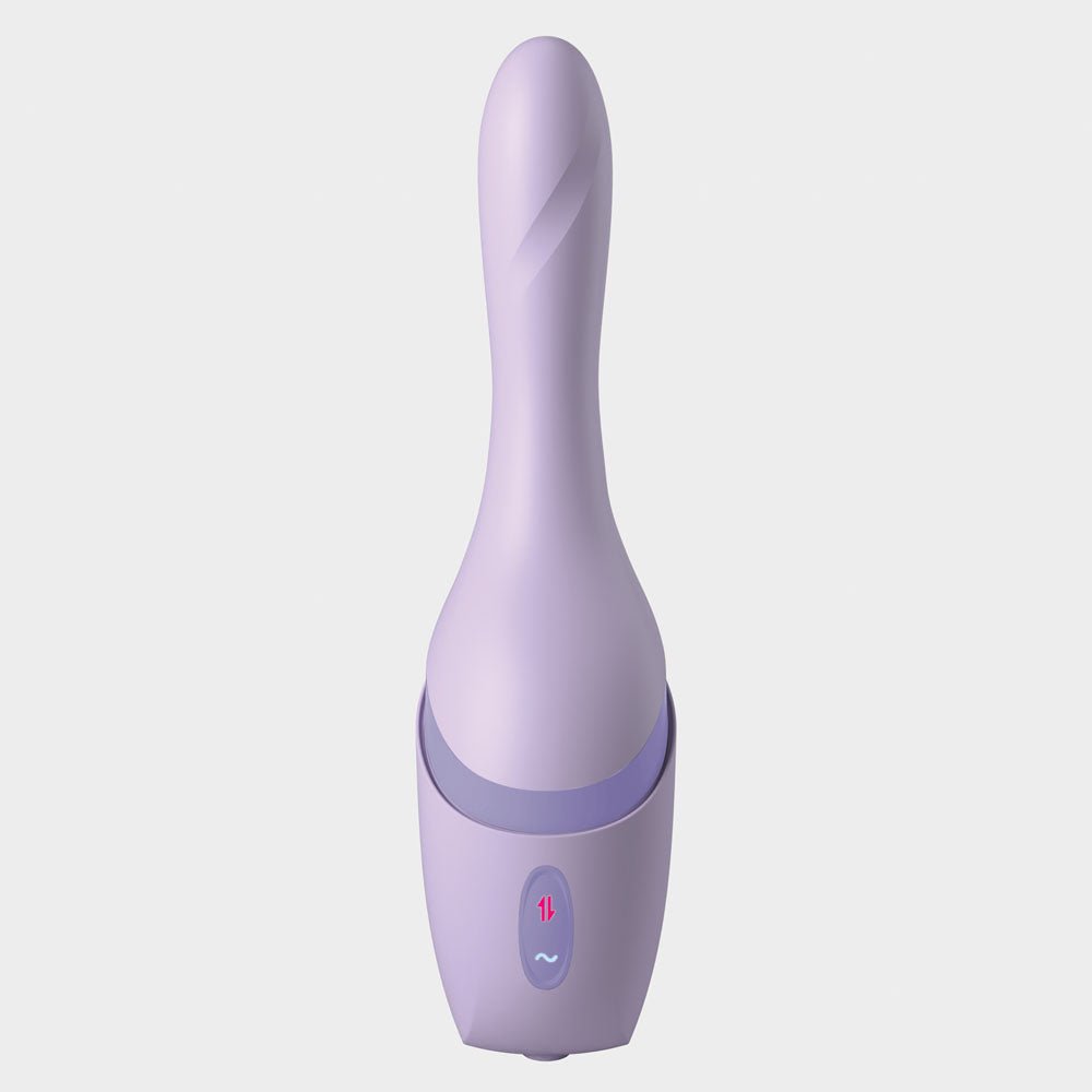 Buy JimmyJane Hello Bang - Purple 27 cm USB Rechargeable Warming & Thrusting Vibrator – Naughtyhut NZ sex toys online. Discreet delivery & top brands.