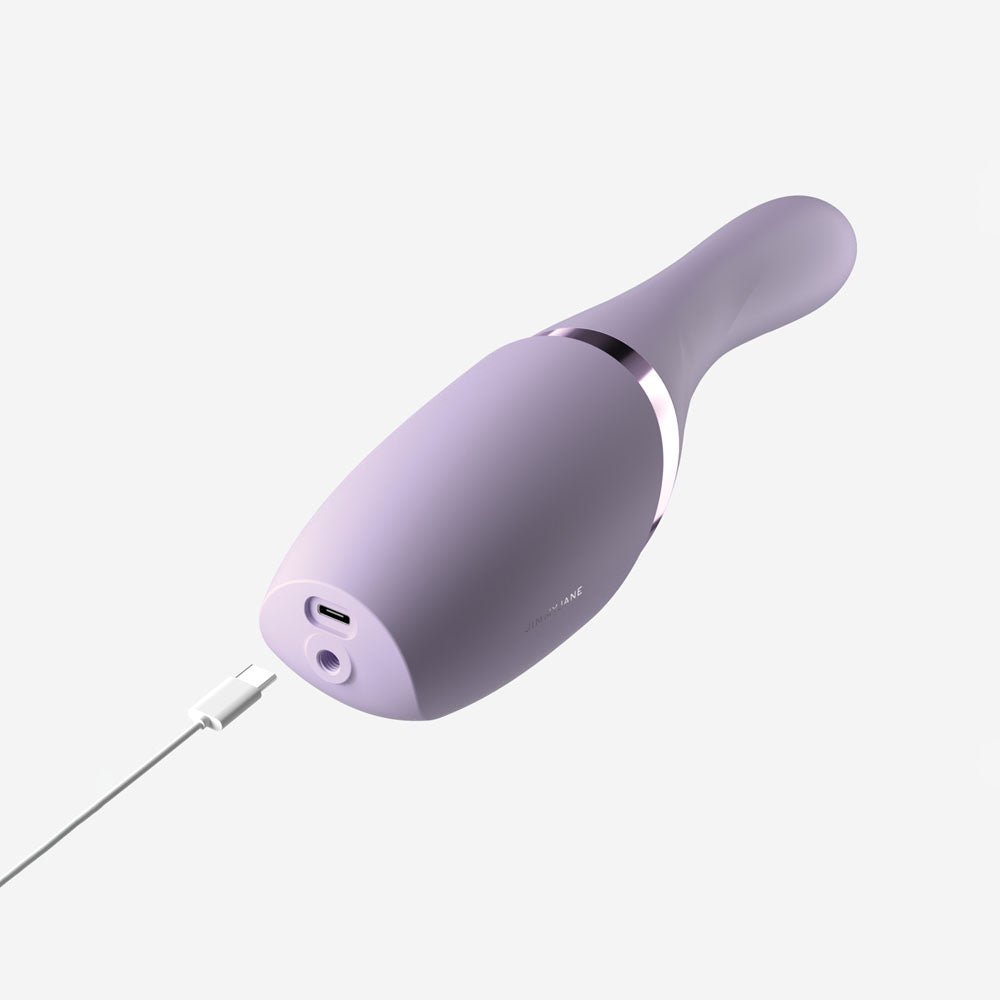 Buy JimmyJane Hello Bang - Purple 27 cm USB Rechargeable Warming & Thrusting Vibrator – Naughtyhut NZ sex toys online. Discreet delivery & top brands.