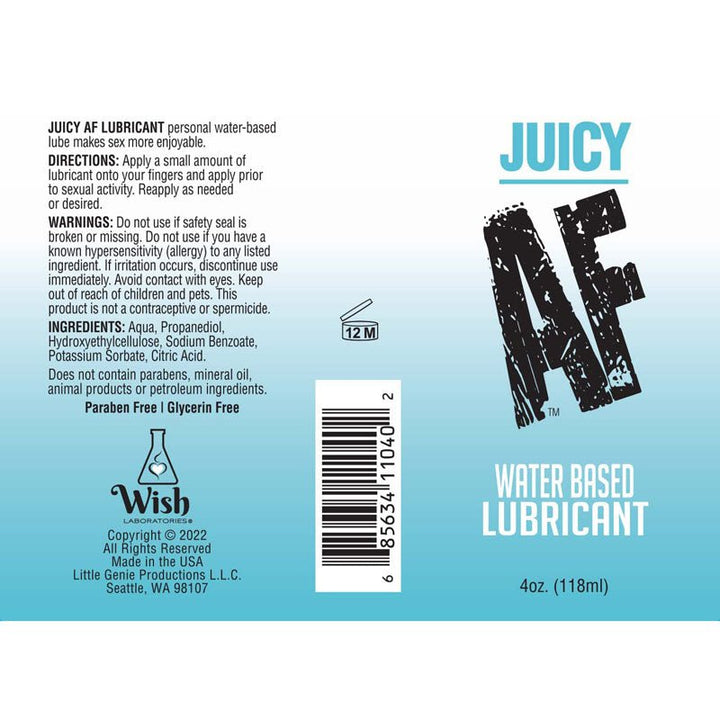 Juicy AF Water Based Lubricant - 118 ml - Water Based Lubricant - 118 ml Bottle – Sex toys NZ by Naughtyhut. Discreet delivery nationwide.