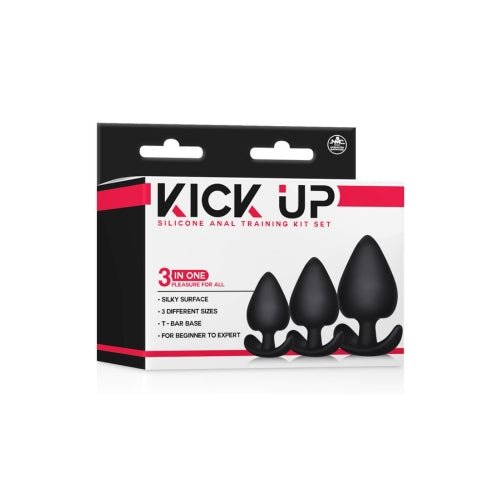 Buy Kick Up - 3 in 1 Silicone Anal Training Set Black 7A – Naughtyhut NZ sex toys online. Discreet delivery & top brands.