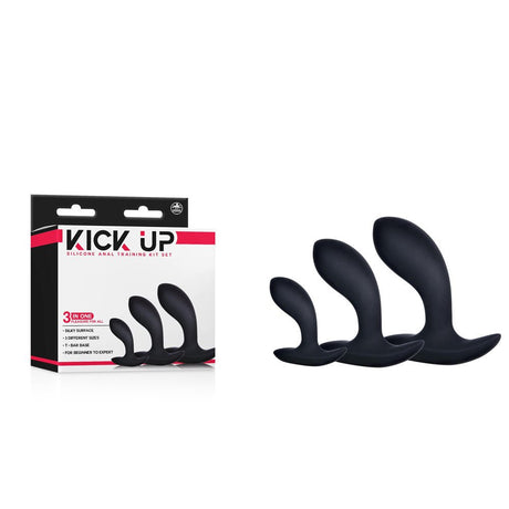 Buy Kick Up Anal Trainer Set - Black Butt Plugs - Set of 3 Sizes – Naughtyhut NZ sex toys online. Discreet delivery & top brands.