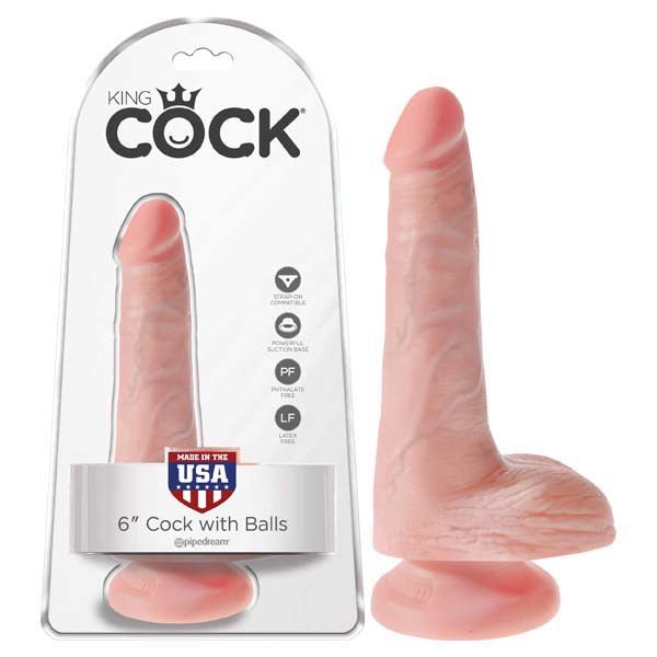 King Cock 6'' Cock with Balls - Flesh 15.2 cm Dong – Sex toys NZ by Naughtyhut. Discreet delivery nationwide.