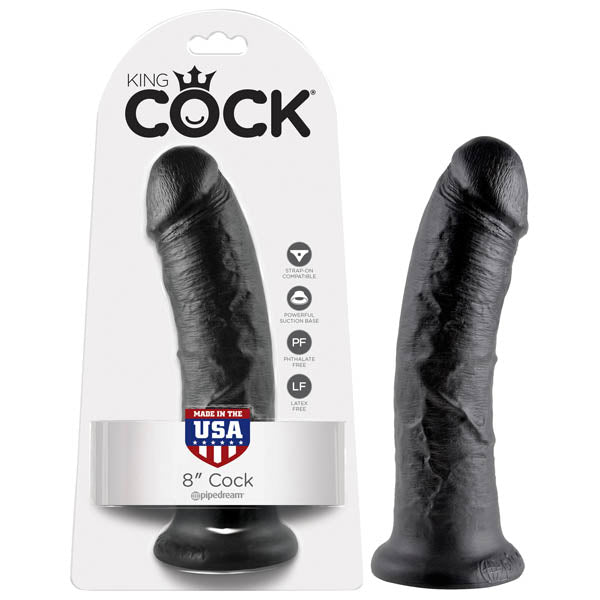 King Cock 8'' Cock - Black 20.3 cm (8'') Dong – Sex toys NZ by Naughtyhut. Discreet delivery nationwide.