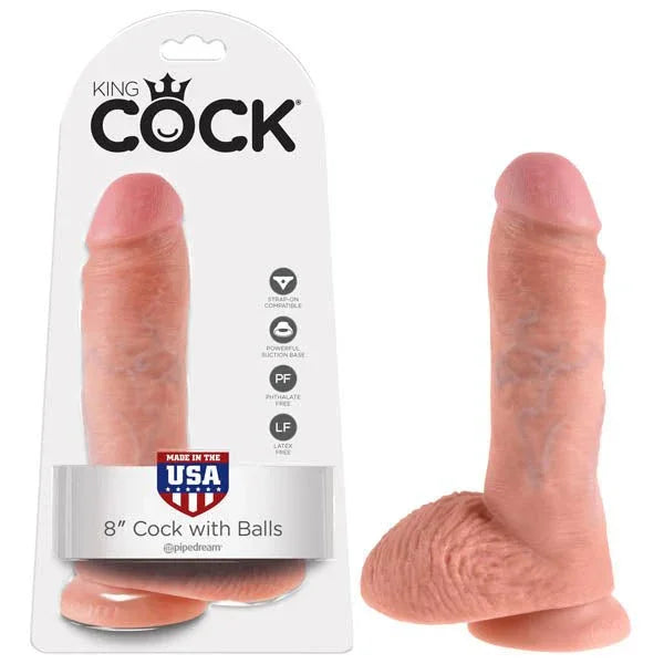 Pipedream King Cock 8 inch dong with balls in Flesh on its King Cock backing card