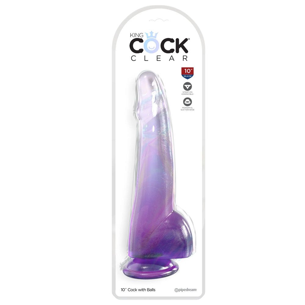 King Cock Clear 10'' Cock with Balls - Purple - Purple 25 cm Dong – Sex toys NZ by Naughtyhut. Discreet delivery nationwide.