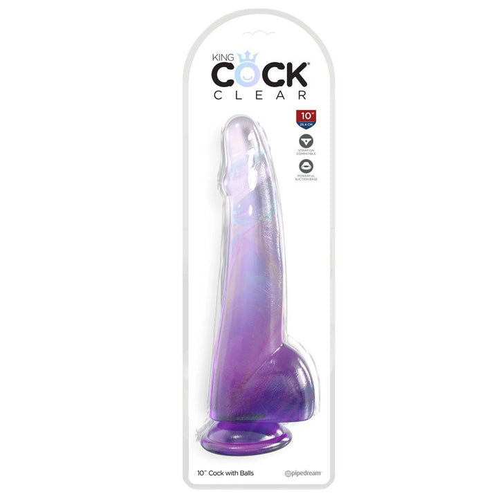 King Cock Clear 10'' Cock with Balls - Purple - Purple 25 cm Dong – Sex toys NZ by Naughtyhut. Discreet delivery nationwide.