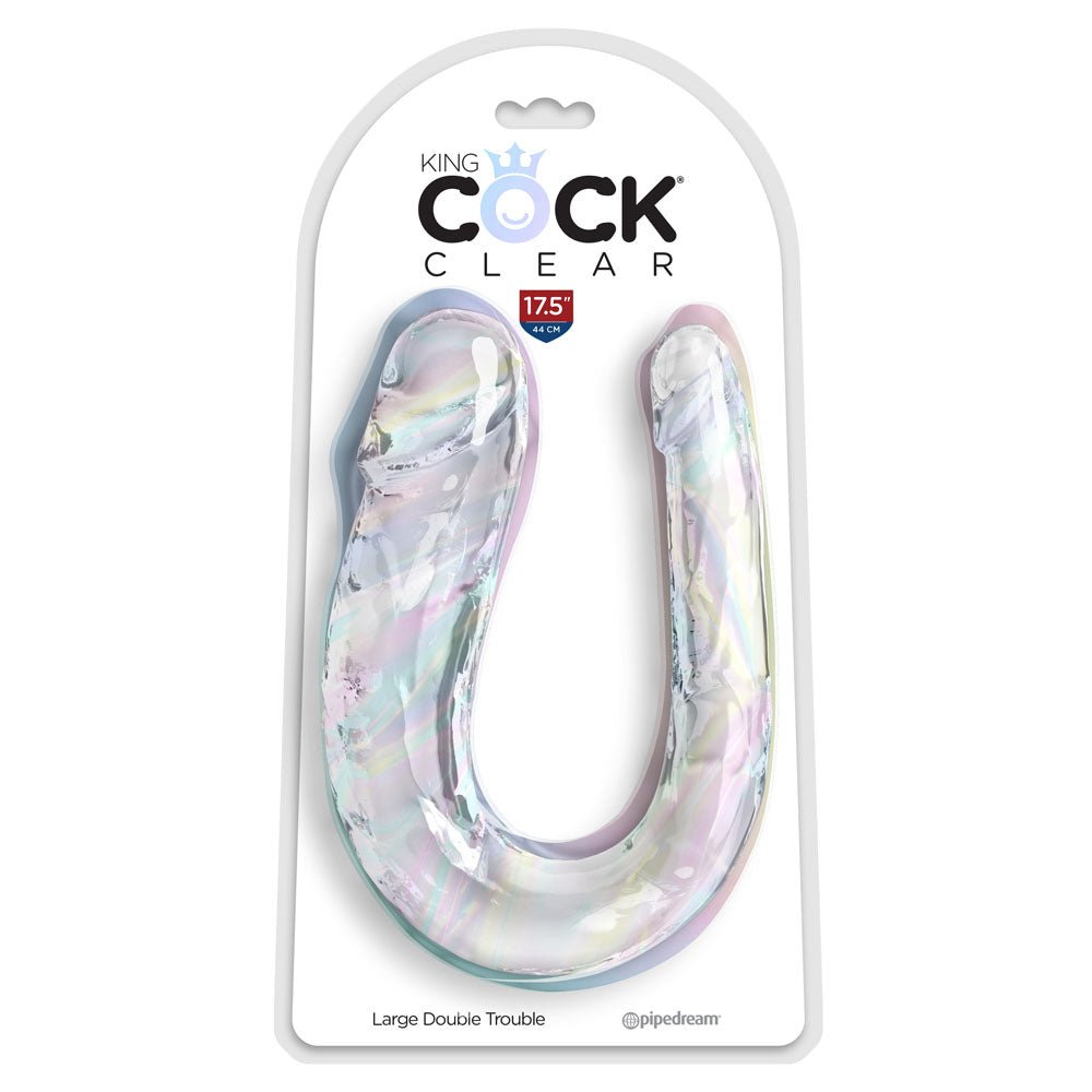 King Cock Clear Large Double Trouble - Clear Large Double Penetration Dong – Sex toys NZ by Naughtyhut. Discreet delivery nationwide.