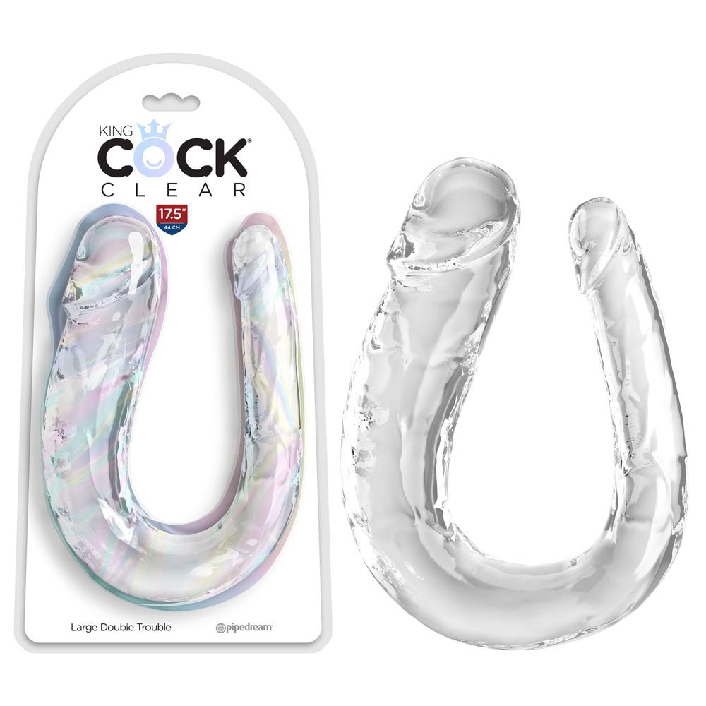 King Cock Clear Large Double Trouble - Clear Large Double Penetration Dong – Sex toys NZ by Naughtyhut. Discreet delivery nationwide.