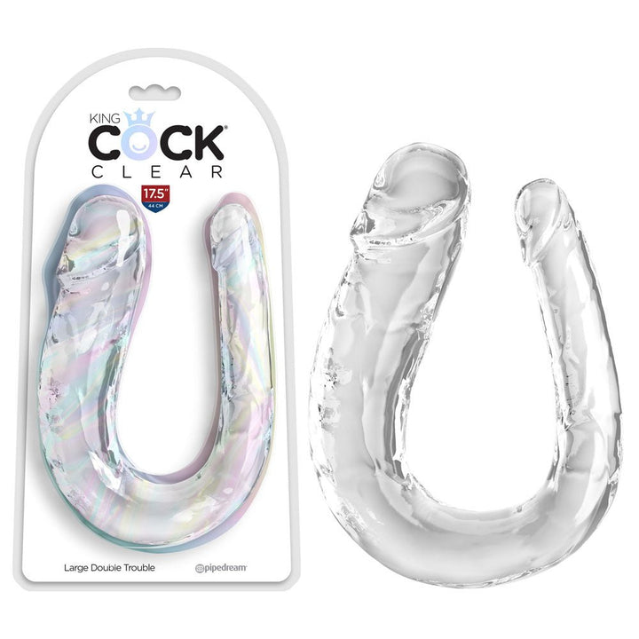 King Cock Clear Large Double Trouble - Clear Large Double Penetration Dong – Sex toys NZ by Naughtyhut. Discreet delivery nationwide.