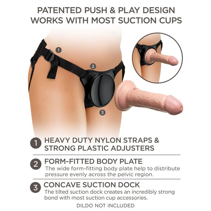 King Cock Elite Beginner's Body Dock Strap - On Harness - Black Adjustable Strap - On Harness (No probe included) – Sex toys NZ by Naughtyhut. Discreet delivery nationwide.