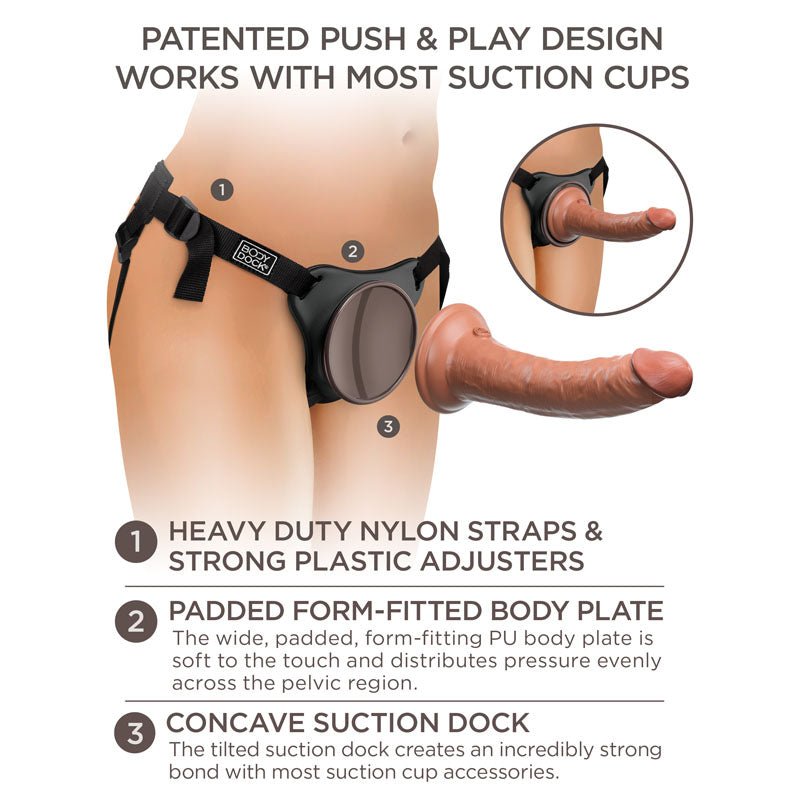 King Cock Elite Comfy Silicone Body Dock Kit - Body Dock Strap - On Harness with Tan 17.8 cm Dong – Sex toys NZ by Naughtyhut. Discreet delivery nationwide.
