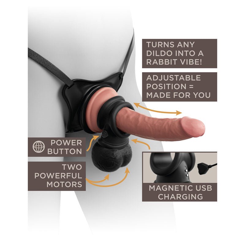 King Cock Elite The Crown Jewels Vibrating Silicone Balls - Black USB Rechargeable Vibrating Cock Ring – Sex toys NZ by Naughtyhut. Discreet delivery nationwide.