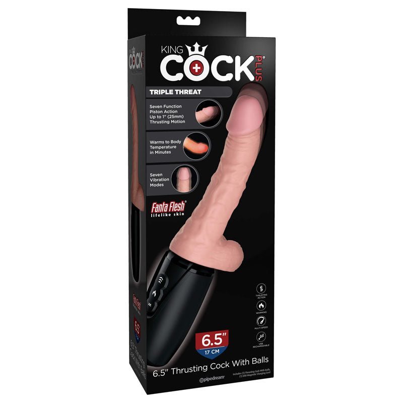 King Cock Plus 6.5'' Thrusting Cock with Balls - Flesh 16.5 cm Thrusting Dong – Sex toys NZ by Naughtyhut. Discreet delivery nationwide.