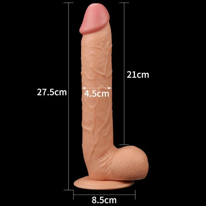 King Size 10 inch measurements: 27.5 cm long, 21 cm insertable, 4.5 cm wide, 8.5 cm base