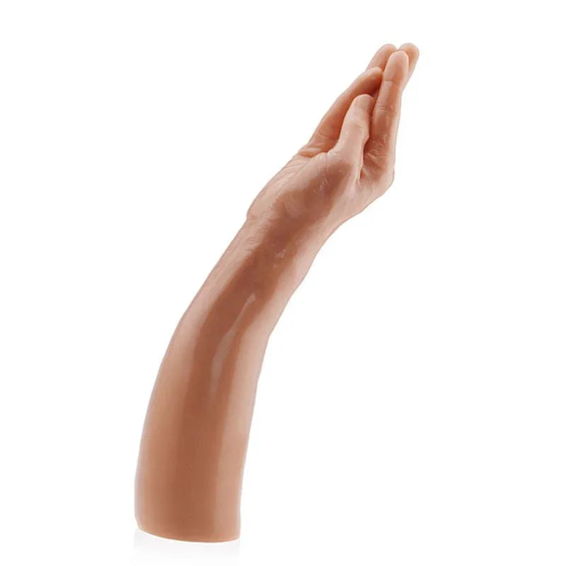 Magic Hand dildo tilted forward on its flat base, fingertips leading