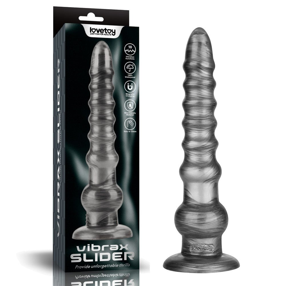 King Sized Vibrating Vibrax Slider - Grey 32.3 cm (12.5'') USB Rechargeable Vibrating Dildo – Sex toys NZ by Naughtyhut. Discreet delivery nationwide.