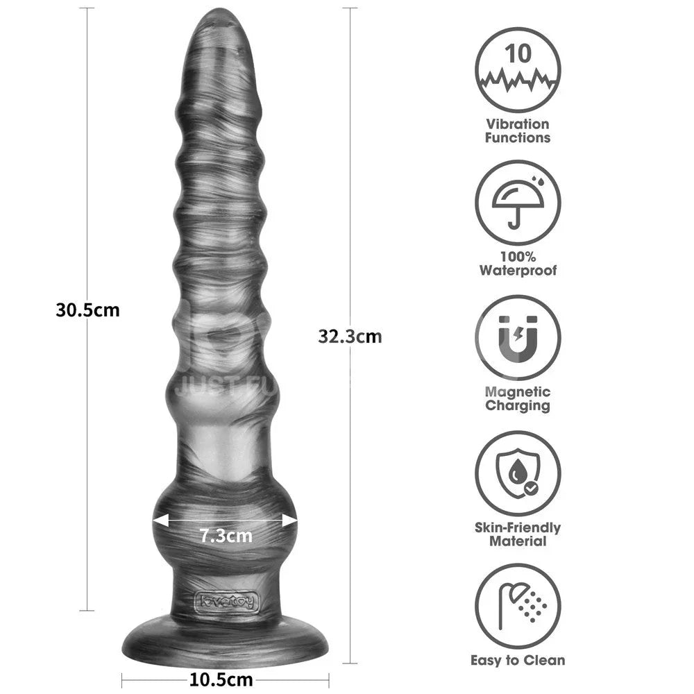 Vibrax Slider 12.5 inch size chart: 32.3 cm long, 30.5 cm insertable, 7.3 cm wide