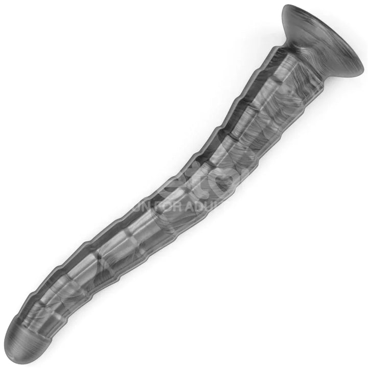Vibrax Slider 14.5 inch lying at an angle, suction cup uppermost against white