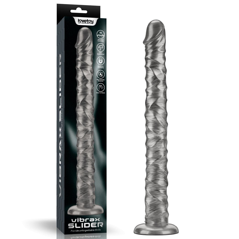 King Sized Vibrating Vibrax Slider - Grey 40.8 cm (16'') USB Rechargeable Vibrating Dildo – Sex toys NZ by Naughtyhut. Discreet delivery nationwide.