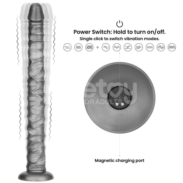 King Sized Vibrating Vibrax Slider - Grey 40.8 cm (16'') USB Rechargeable Vibrating Dildo – Sex toys NZ by Naughtyhut. Discreet delivery nationwide.