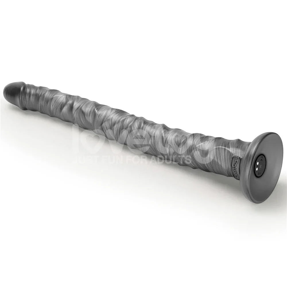 Vibrax Slider 16 inch on its side, base and control button toward the camera