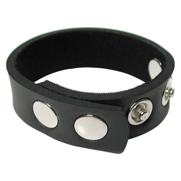 KinkLab 5-Snap neoprene cock ring in Black, adjustable snap band