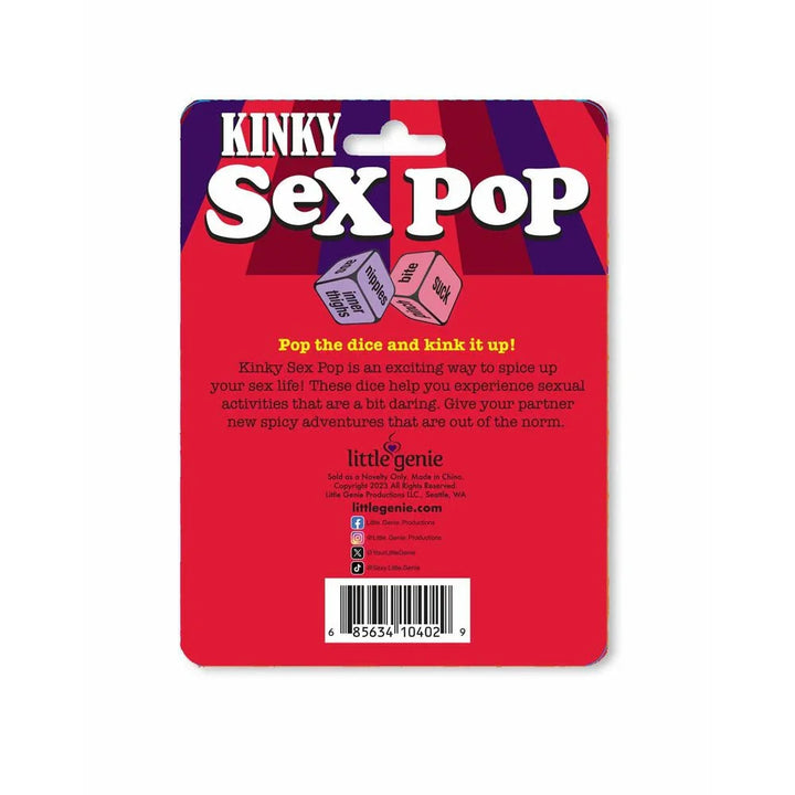 Kinky Sex Pop card reverse, explaining the game with a barcode