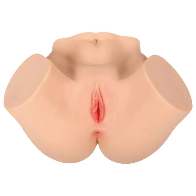Adel 001 masturbator from the front on white, both the vaginal and anal openings in view