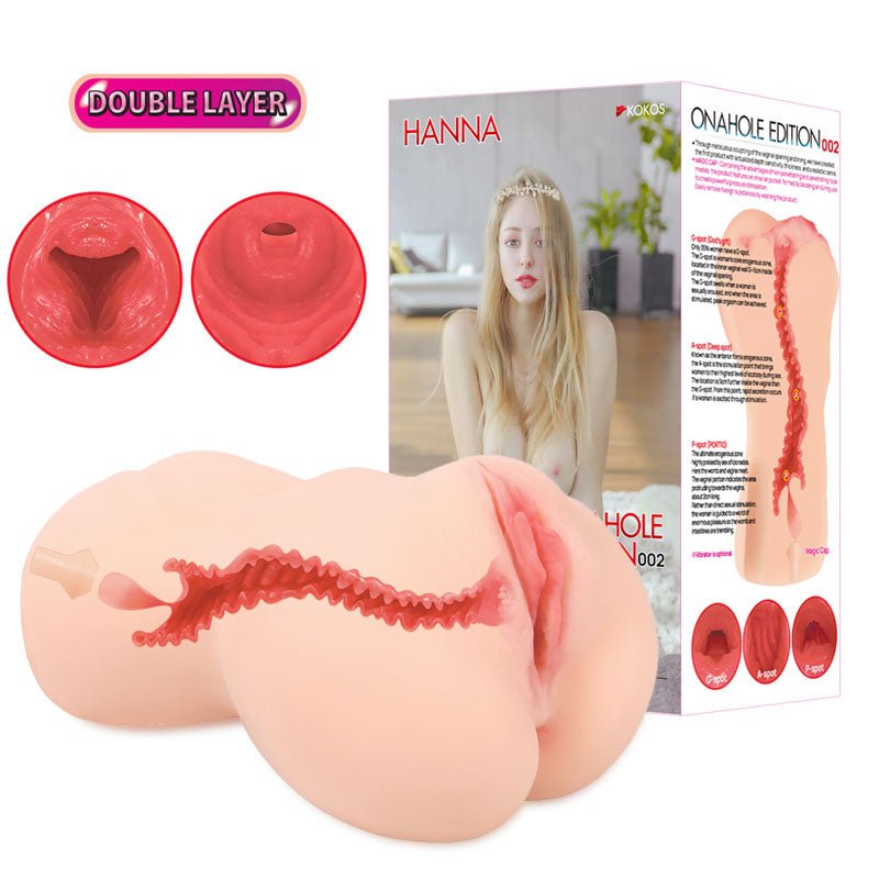 Buy Kokos Hanna Onahole 002 - Flesh Dual Layer Vagina Stroker – Naughtyhut NZ sex toys online. Discreet delivery & top brands.