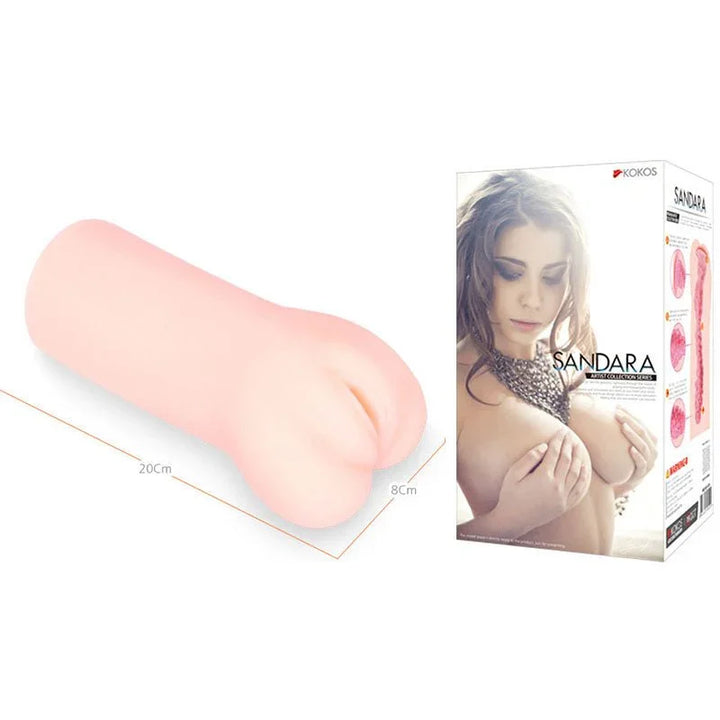 Kokos Sandara stroker beside its box, 20 cm by 8 cm dimensions marked on the sleeve