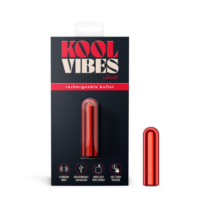 Kool Vibes - Rechargeable Mini Bullet - Cherry - Red 6.4 cm USB Rechargeable Bullet – Sex toys NZ by Naughtyhut. Discreet delivery nationwide.