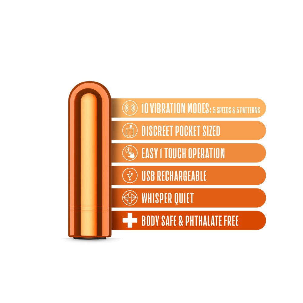 Buy Kool Vibes - Rechargeable Mini Bullet - Tangerine - Orange 6.4 cm USB Rechargeable Bullet – Naughtyhut NZ sex toys online. Discreet delivery & top brands.