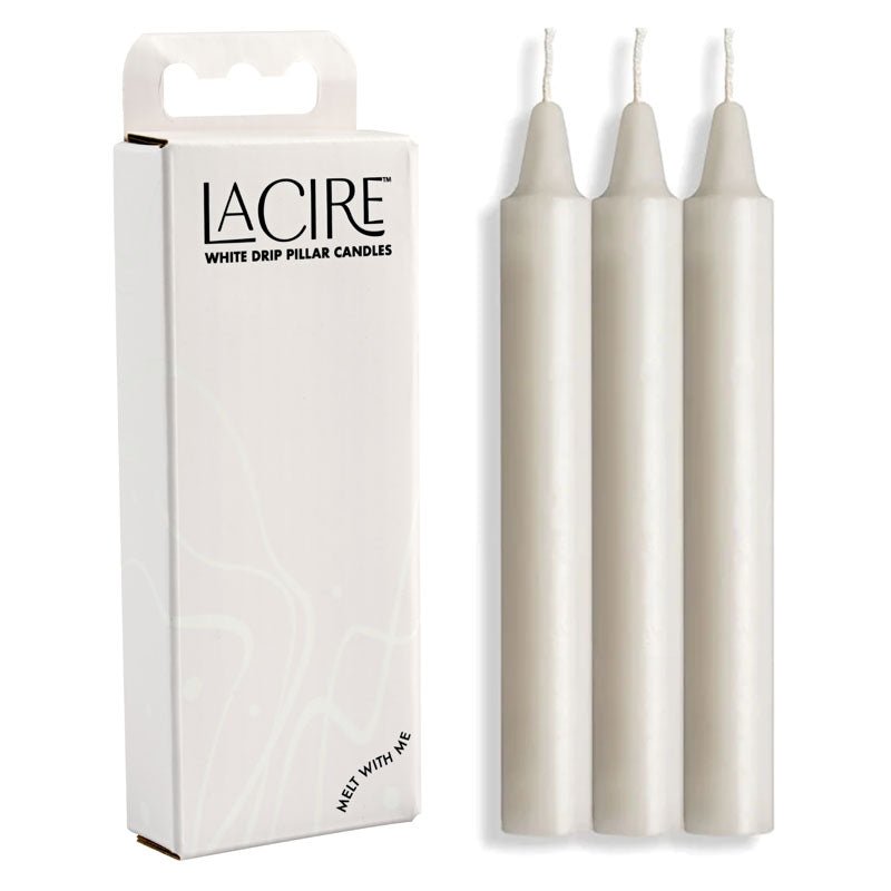 LaCire Drip Pillar Candles - White - White Drip Candles - Set of 3 – Sex toys NZ by Naughtyhut. Discreet delivery nationwide.