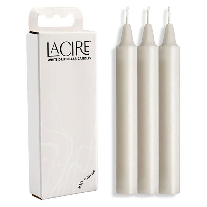 LaCire Drip Pillar Candles - White - White Drip Candles - Set of 3 – Sex toys NZ by Naughtyhut. Discreet delivery nationwide.