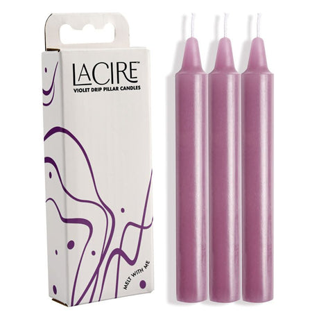 Buy LaCire Drip Pillar Candles - Violet - Violet Drip Candles - Set of 3 – Naughtyhut NZ sex toys online. Discreet delivery & top brands.