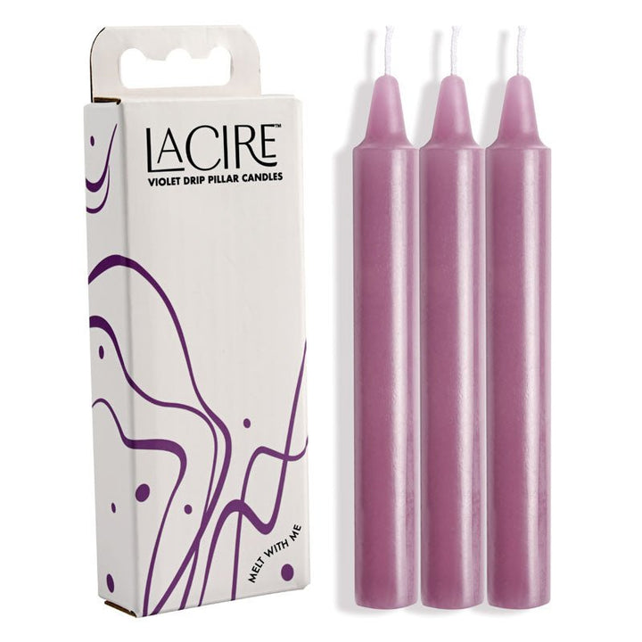 LaCire Drip Pillar Candles - Violet - Violet Drip Candles - Set of 3 – Sex toys NZ by Naughtyhut. Discreet delivery nationwide.