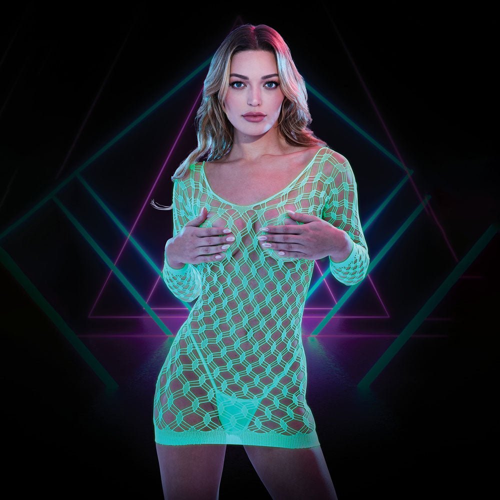 LAPDANCE Glow In The Dark Mini Dress - 1Size - Glow in the Dark - One Size – Sex toys NZ by Naughtyhut. Discreet delivery nationwide.